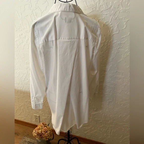 Chico's White Button Down Shirt Tunic - Picture 2 of 9